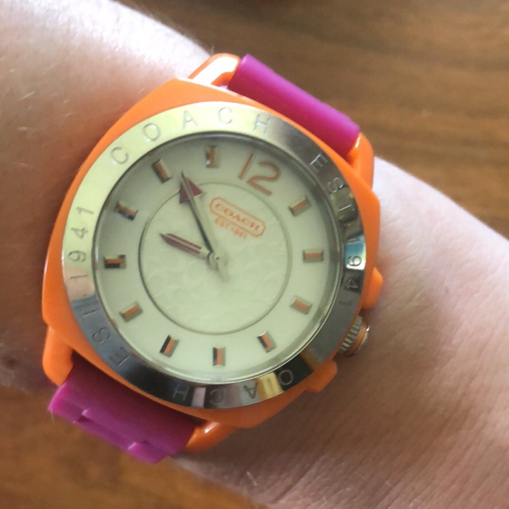 Coach Silcone Watch Pink/Orange